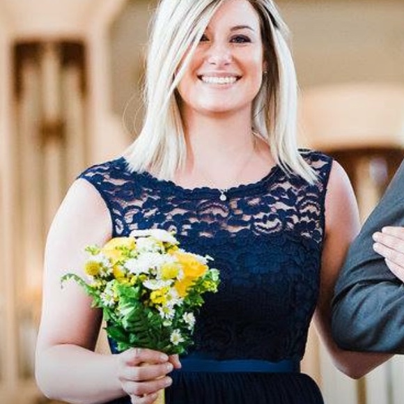 David’s Bridal Marine Bridesmaid Dress - Picture 2 of 3